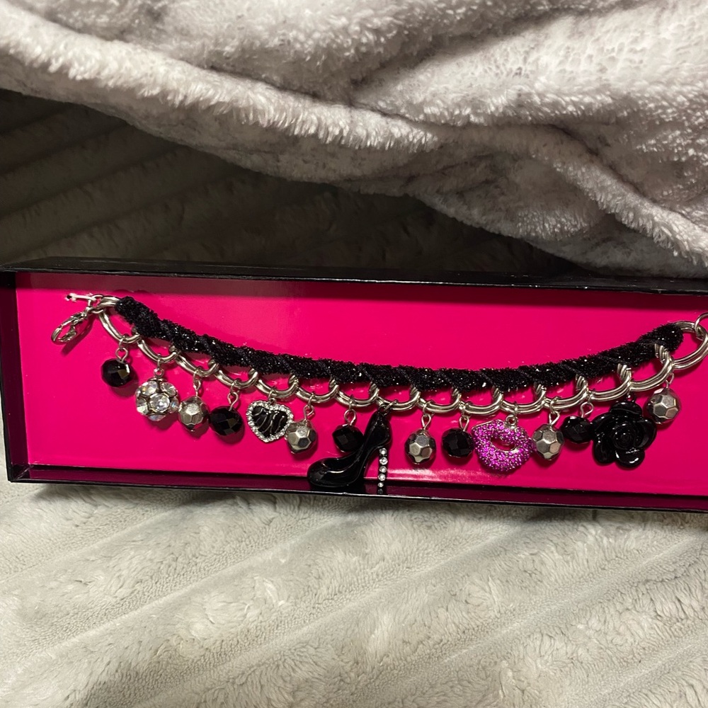 Elegant Black and Silver Charm Bracelet